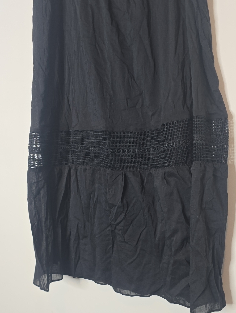 Vintage Plus Size Black Maxi Skirt with Crochet Panel - Picture 3 of 7